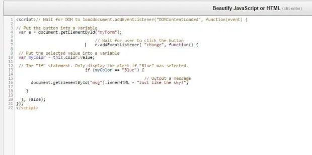 Beautifying JS code 1