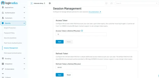Illustration showing loginradius admin console with jwt configuration where users can manage access token and refresh token settings.