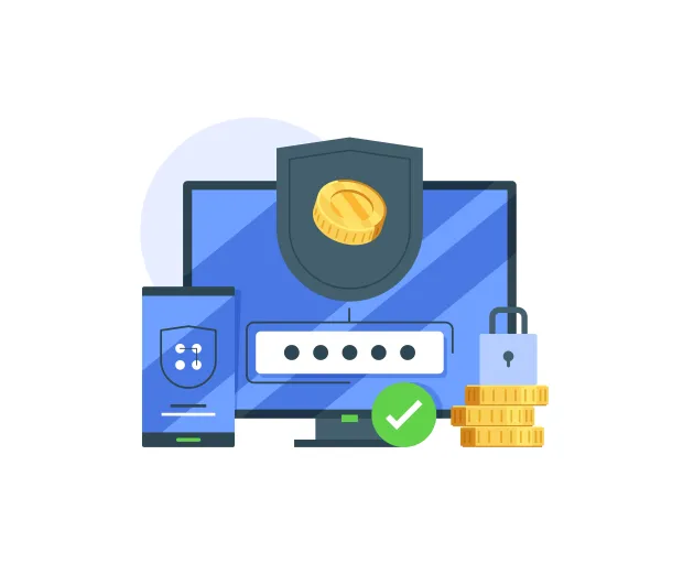 Illustration depicting authentication in mobile device and PC through token authentication method.