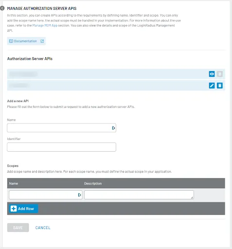 Manage Authorization Server APIs