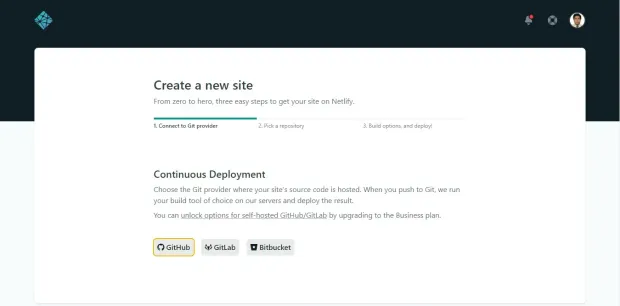 Git Provider Selection