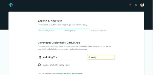 Git Respository Selection