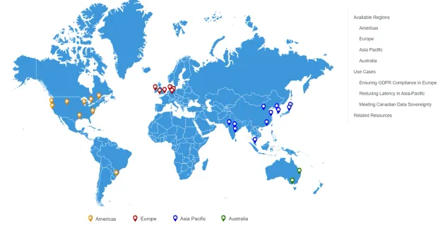 Global map showing LoginRadius data centers across the Americas, Europe, Asia Pacific, and Australia to support compliance and low-latency access.