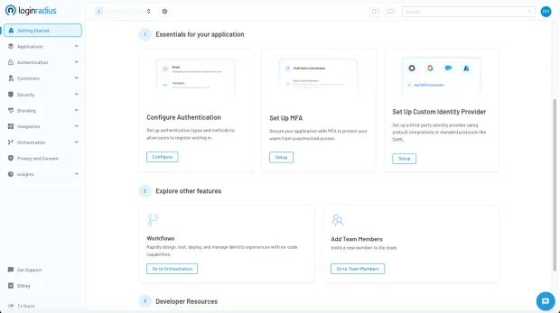 Screenshot of the LoginRadius Console Dashboard