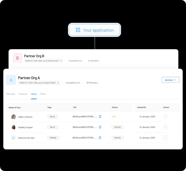 A screenshot of the LoginRadius Partner IAM admin console.