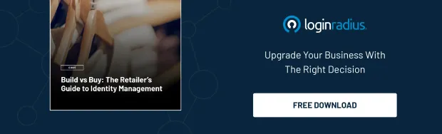 Illustration depicting a free downloadable resource from LoginRadius named- build-vs buy: the retailer’s guide to identity management.